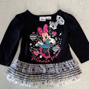 Disney Minnie Mouse Black and Pink Long Sleeve Tee